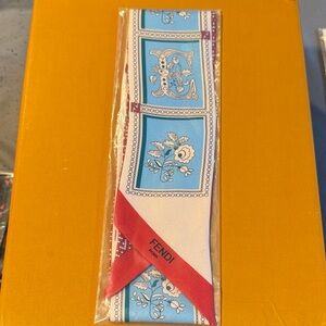 Fendi Blue, White & Red Twilly Scarf